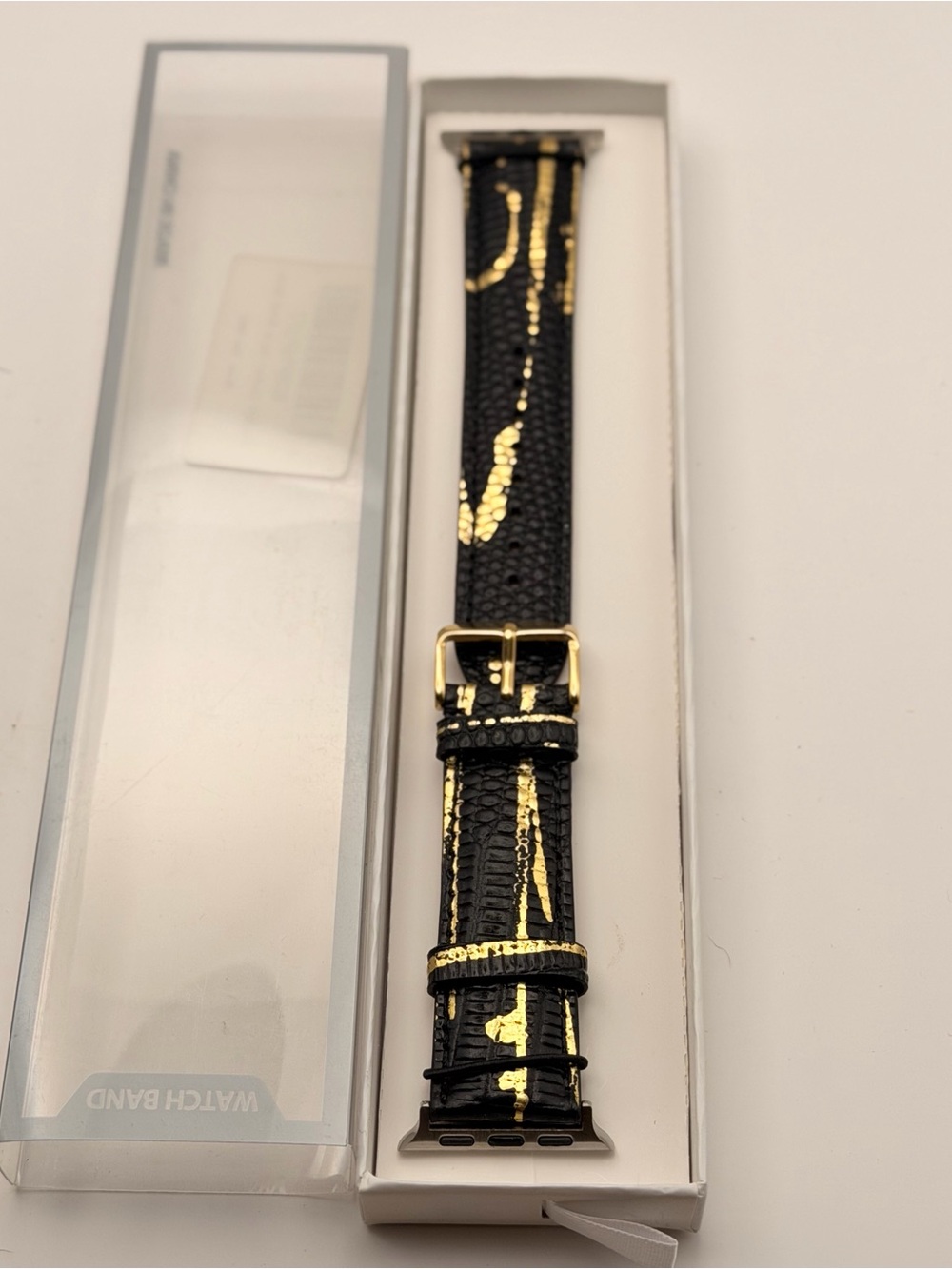 Apple Watch Band Black Leather With Gold, 38/40/41mm, New